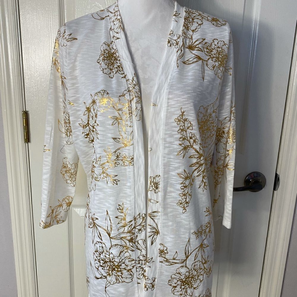 Coral Bay Women's Small Cardigan with Gold Floral Design
